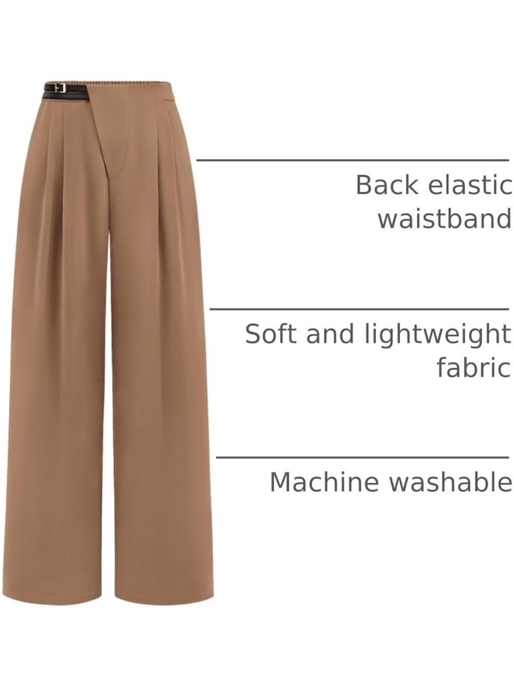 Classic Wide-Leg Pantsuit Pants in Taupe